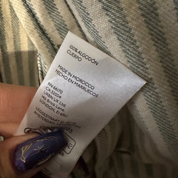 NWT We the Free Oversized Striped Denim Jacket Green White Cream Medium - Picture 4 of 5